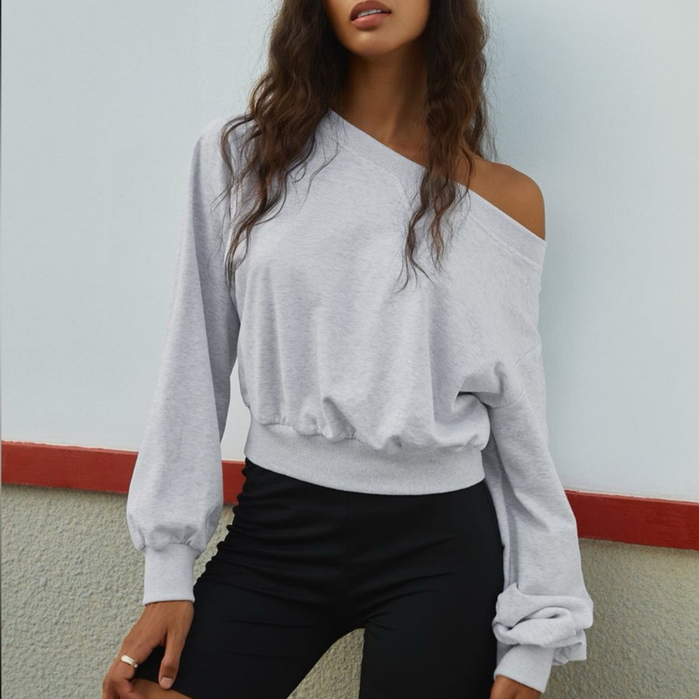 Gray off the shoulder sweatshirt